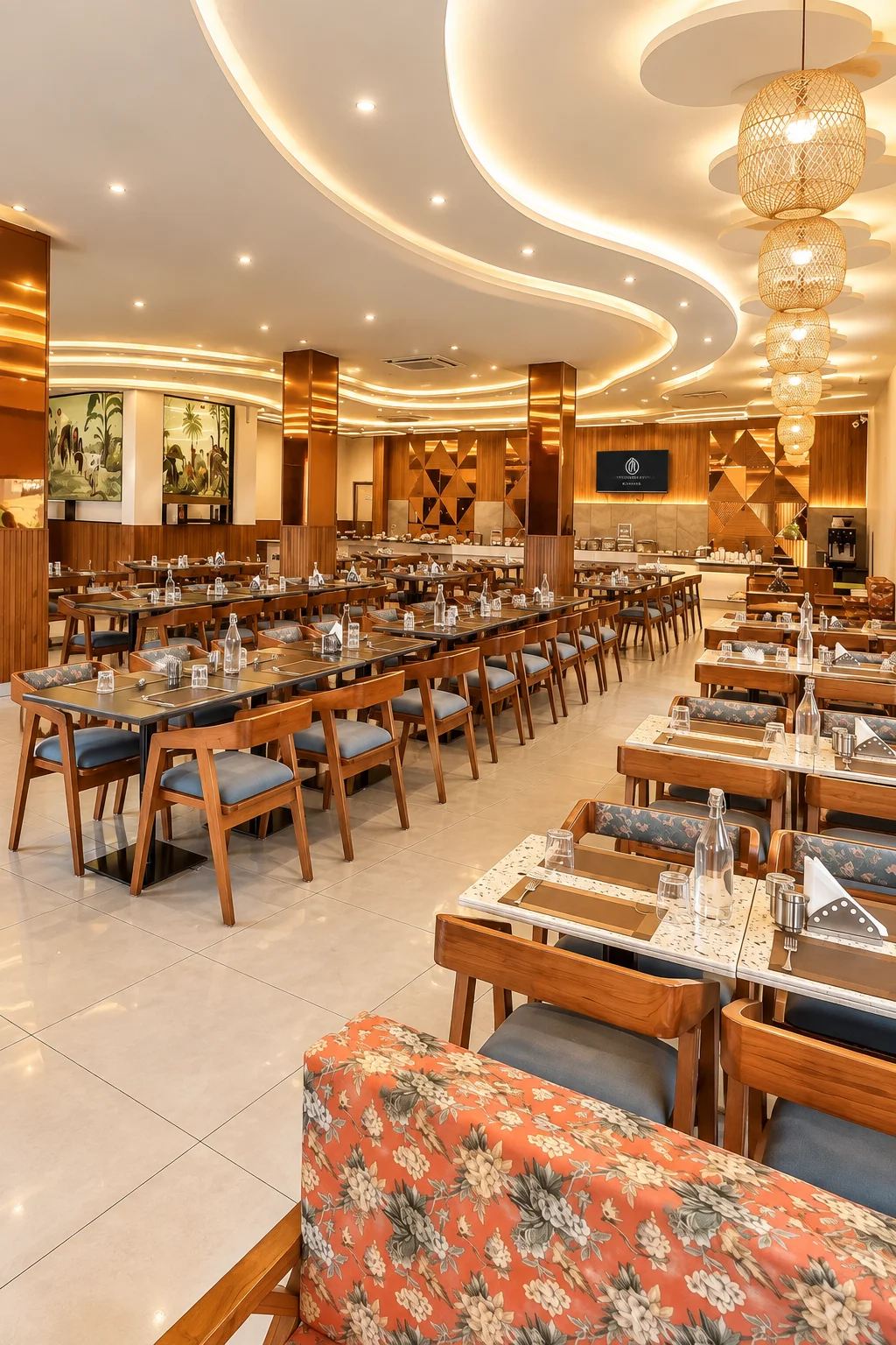 Interior of Evara Restaurant at Jim Corbett