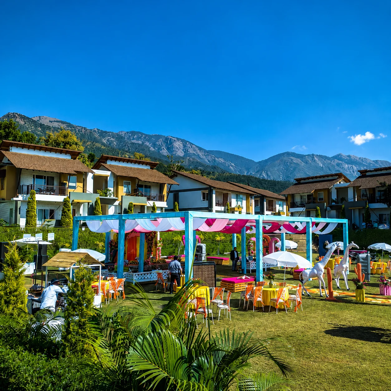 The open lawn at Evara, ready for a phera