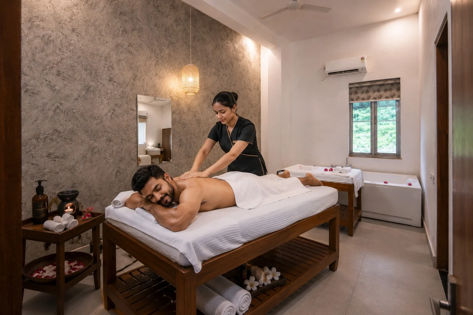 Treatment in progress at Evara Spa